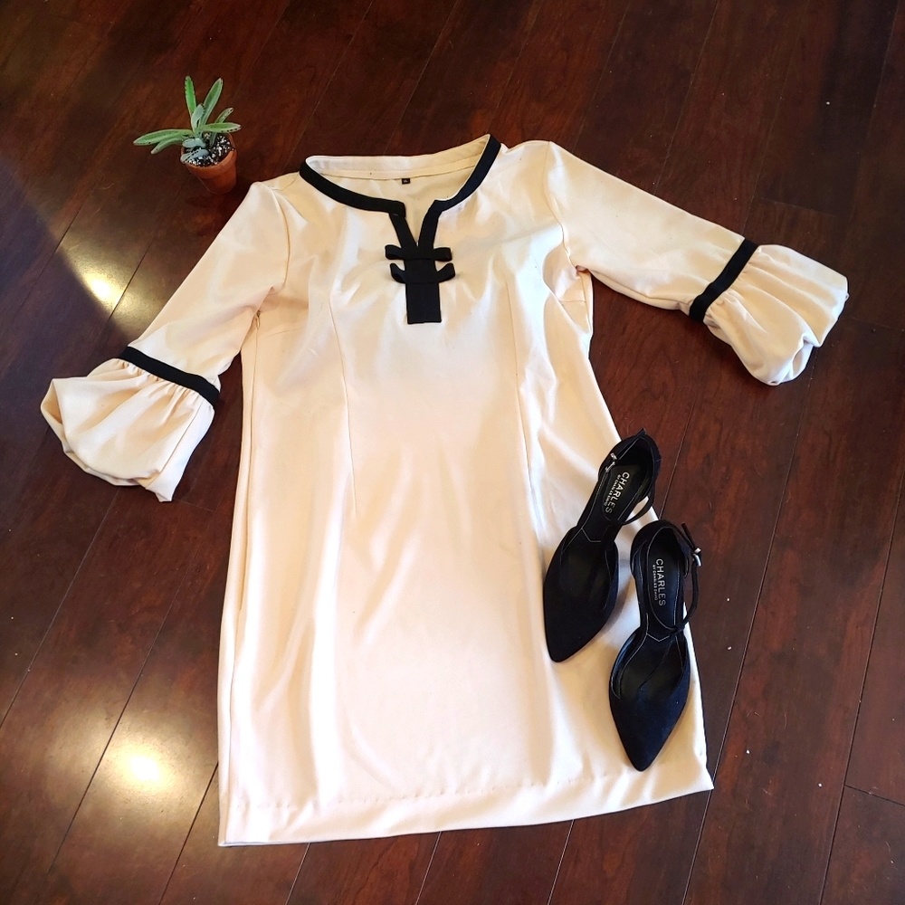 New At The Knee Leg of Mutton Sleeve Dress